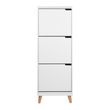 Mitra White and Oak Flip Down 3 Door Shoe Cabinet