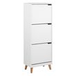 Mitra White and Oak Flip Down 3 Door Shoe Cabinet