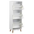 Mitra White and Oak Flip Down 3 Door Shoe Cabinet