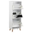 Mitra White and Oak Flip Down 3 Door Shoe Cabinet
