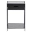 Seaford Black Melamine and Metal 1 Drawer Bedside Table