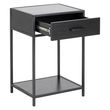 Seaford Black Melamine and Metal 1 Drawer Bedside Table