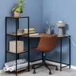 Seaford Oak and Black Metal Narrow Open Shelving Unit