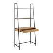 Seaford Oak and Black Metal Open Shelving Unit with Drawer