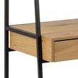 Seaford Oak and Black Metal Open Shelving Unit with Drawer