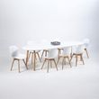 Belina White and Wood 6-10 Seater Extending Oval Dining Table - 170cm-270cm