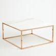 Allure White Marble Square Coffee Table with Rose Gold Base