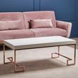 Allure White Gloss Coffee Table with Rose Gold Angled Legs