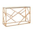Allure Glass Console Table with Rose Gold Geometric Base