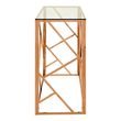 Allure Glass Console Table with Rose Gold Geometric Base
