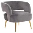 Larissa Grey Velvet Fabric Accent Chair with Metal Legs