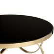 Ragusa Black Glass Large Round Coffee Table with Ring Gold Base
