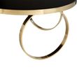 Ragusa Black Glass Large Round Coffee Table with Ring Gold Base
