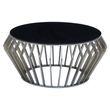 Ackley Black Glass Round Coffee Table with Chrome Base