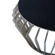 Ackley Black Glass Round Coffee Table with Chrome Base