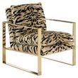 Gillett Tiger Print Fabric Armchair with Gold Metal Legs