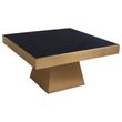 Carlox Black Glass Square Coffee Table with Gold Base