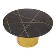 Rabia Black Marble Round Coffee Table with Gold Base