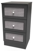 Rattan and Black Ash 3 Drawer Bedside Cabinet