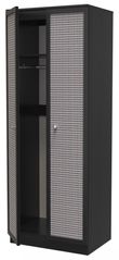 Rattan and Black Ash 2 Door Plain Tall Wardrobe