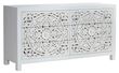Boho White Carved Wooden 6 Drawer Chest