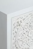 Boho White Carved Wooden 6 Drawer Chest