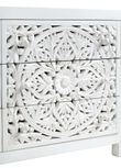 Boho White Carved Wooden 6 Drawer Chest