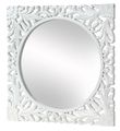 Boho White Carved Wooden Square Wall Mirror - 110cm x 110cm