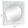 Boho White Carved Wooden Square Wall Mirror - 110cm x 110cm