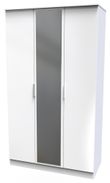 Plymouth White Gloss 3 Door Tall Triple Wardrobe - 1 Mirror