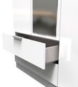 Plymouth White Gloss 3 Door Tall Combi Wardrobe - 1 Mirror and LHF 2 Drawers