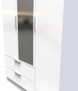 Plymouth White Gloss 3 Door Tall Combi Wardrobe - 1 Mirror and LHF 2 Drawers