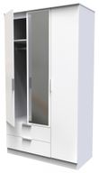 Plymouth White Gloss 3 Door Tall Combi Wardrobe - 1 Mirror and LHF 2 Drawers