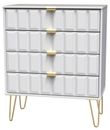 Cube White 4 Drawer Chest with Gold Hairpin Legs
