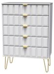 Cube White 5 Drawer Chest with Gold Hairpin Legs