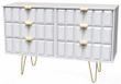 Cube White 6 Drawer Midi Chest with Gold Hairpin Legs
