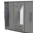 Beverley Grey 6 Door Tall Mirror Combi Wardrobe