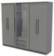 Beverley Grey 6 Door Tall Mirror Combi Wardrobe