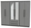 Beverley Grey 6 Door Tall Mirror Combi Wardrobe