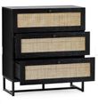 Padstow Black and Rattan 3 Drawer Small Chest