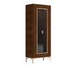 Modern Eva Walnut Italian 1 Glass Door Vitrine with Gold Trim