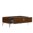 Modern Eva Walnut Italian Storage Coffee Table with Gold Trim