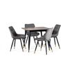 Findlay Walnut 4 Seater Square Dining Set with 4 Hadid Grey Chairs
