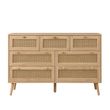 Croxley Oak and Rattan Wide 7 Drawer Chest