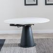 Carrara 4-6 Seater White Ceramic Round Swivel Motion Extending Dining Table with Black Pedestal Base - 135cm