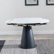 Carrara 4-6 Seater White Ceramic Round Swivel Motion Extending Dining Table with Black Pedestal Base - 135cm