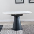 Carrara 4-6 Seater White Ceramic Round Swivel Motion Extending Dining Table with Black Pedestal Base - 135cm