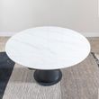 Carrara 4-6 Seater White Ceramic Round Swivel Motion Extending Dining Table with Black Pedestal Base - 135cm