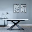 Merlin 8 Seater White Ceramic Dining Table with Black Cross Base - 180cm