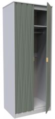 Las Vegas White and Green 2 Door Plain Tall Wardrobe